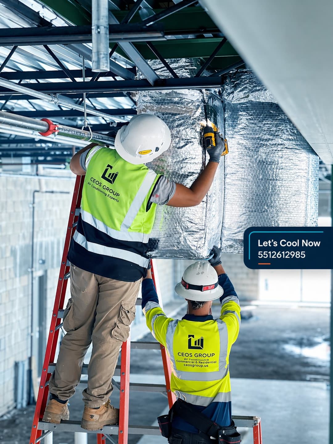 Latin crew installing AC