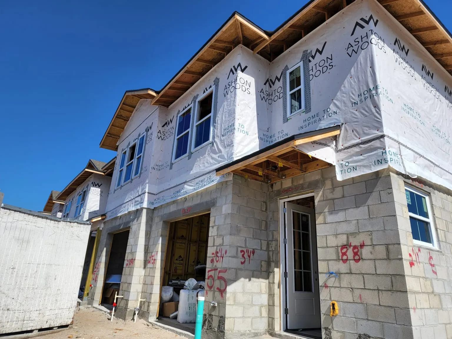 Townhomes under construction at Enclave at Festival