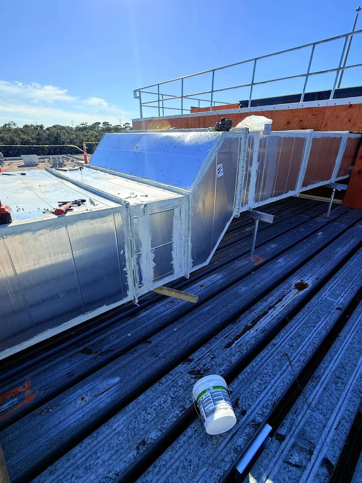 Insulated rooftop ductwork at the Long Center