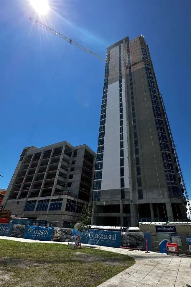 Modera St. Pete towers during construction